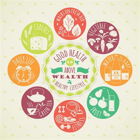 Vector illustration of Healthy lifestyle. icon set ...