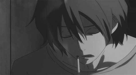 Sad Anime Boy Smoking 