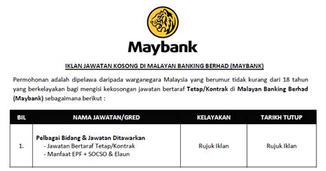 Permohonan jawatan kosong dan kerja kosong di malaysia. Permohonan Online Jawatan Kosong di Maybank - Pelbagai ...