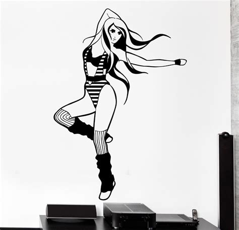 Sexy Girl Vinyl Wall Decal Sport Fitness Girl Hot Sexy Dancing Mural