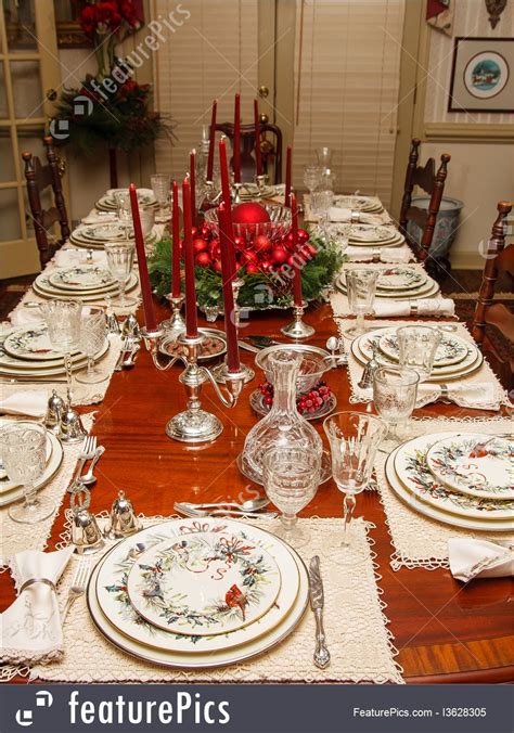 To brush up on setting a table properly, check out our video for three simple suggestions of how to set a table for dinner. Holidays: Formal Christmas Table - Stock Image I3628305 at ...