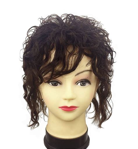 Natural 100% real human hair bangs extensions clip in front hair fringe black us. Clip in Real Human Hair Natural Curly Topper Hairpiece ...