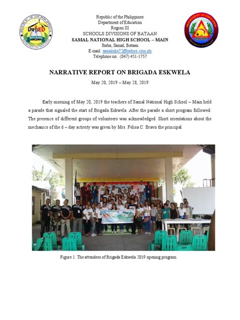 Narrative Report On Brigada Eskwela 2019 Pdf