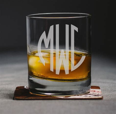 Monogram Whiskey Glass Personalized Scotch Glass Engraved Etsy