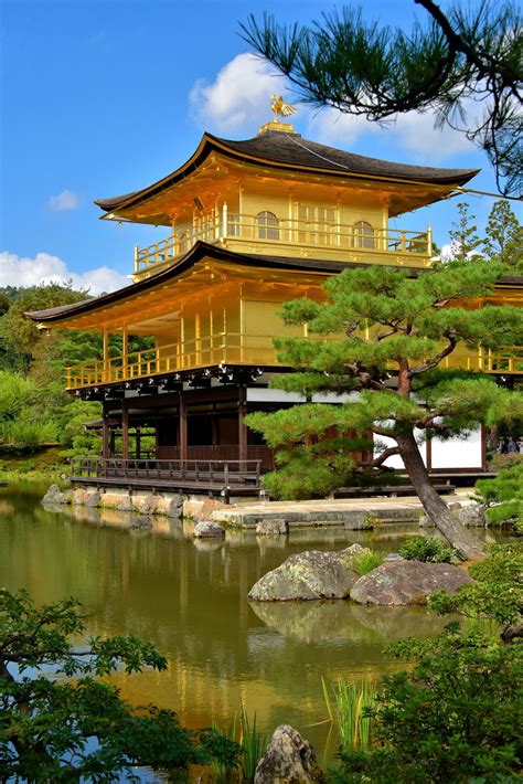 Golden Pavilion Side View At Kinkaku Ji In Kyoto Japan Encircle Photos