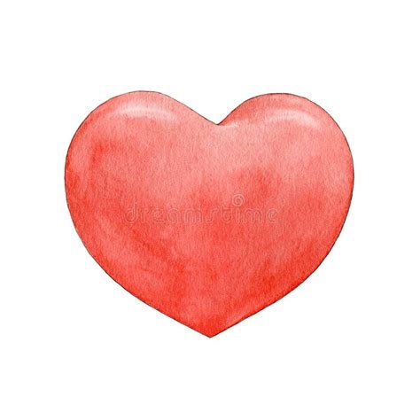 Red Heart Watercolor Illustration Hand Drawn Love And Passion Symbol