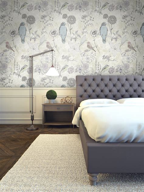 40 beautiful bedroom wallpaper ideas to envelop yourself with style. Birds Wallpaper | Opulent Birds and Flowers Wallcovering ...