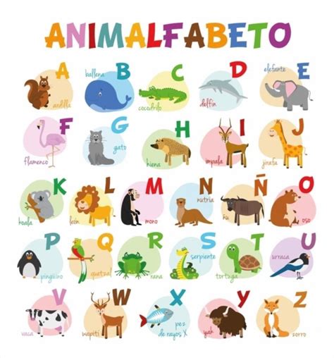 Ilustración De Vector Alfabeto Ilustrado Con Animales Para Niños