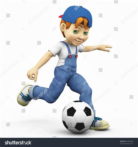 Cartoon Boy Footballer Kick Stock Photo 69898438