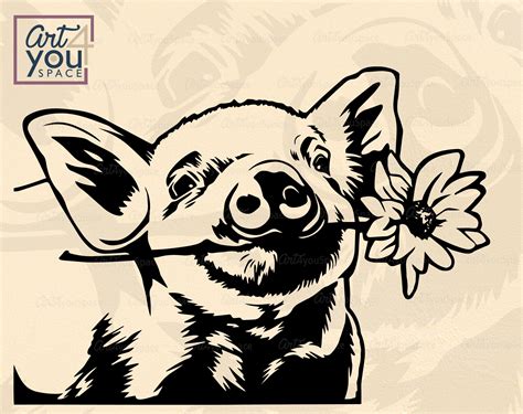 Pigs Svg Files for Cricut Farm Animal Flower Piggy Piglet - Etsy