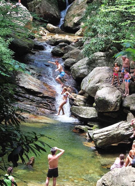 Skinny Dip Falls Along The Blue Ridge Parkway Near Asheville Swimming Hole In Th North