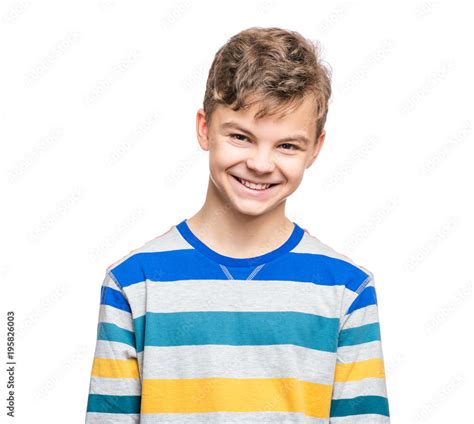 Emotional Portrait Of Caucasian Teen Boy Funny Teenager Smiling