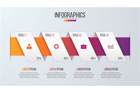 Paper style infographic timeline design template with 4 steps. ~ Other