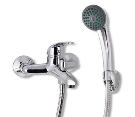 Chrome Mixer Tap Kit Bath Shower Head Stainless Steel Hose Wall Mount