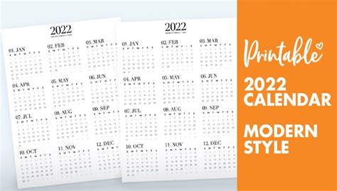Free Year Calendar 2022 Printable World Of Printables