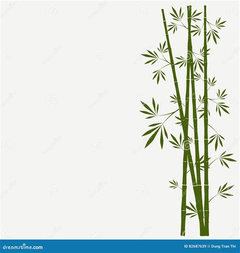 Tiges En Bambou Avec Des Feuilles Sur Le Fond Blanc Illustration De