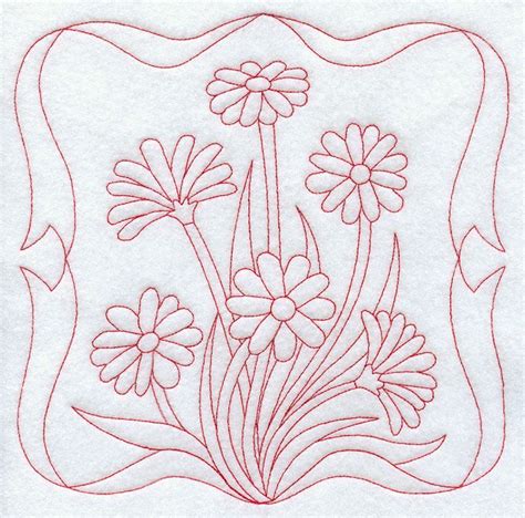 Daisies Redwork Redwork Patterns Embroidery Projects Embroidery