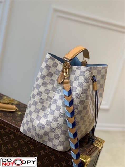 Louis Vuitton Damier Azur Canvas Neonoe Mm Bucket Bag N50042 With