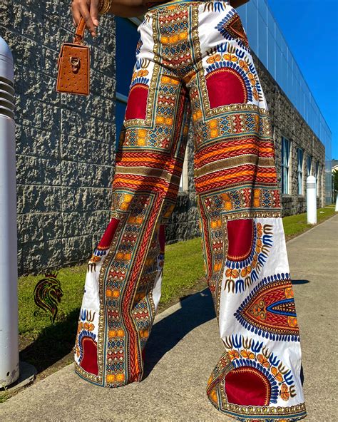 Maya Womens Palazzo Style Pants White Dashiki Ankara