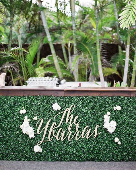 Wedding Decor Name Lettering On Bar Green Palm Trees Wedding Games