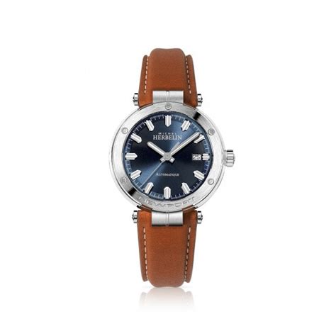 michel herbelin watches men s michel herbelin newport stainless steel automatic watch with blue