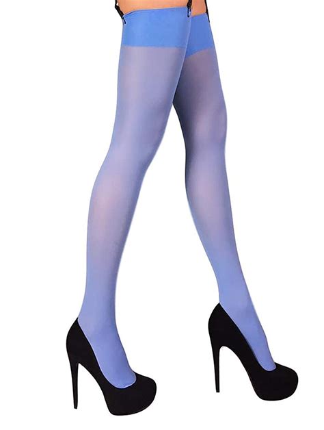 Thigh High Opaque Microfiber Stockings For Garter And