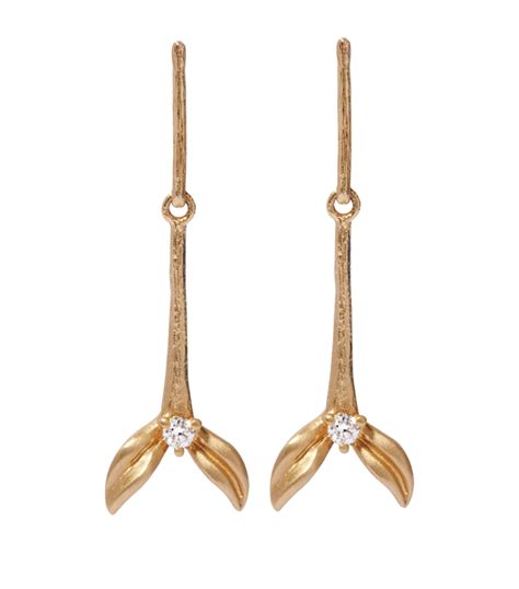 Annoushka Yellow Gold And Diamond Tulip Drop Earrings Harrods Uk