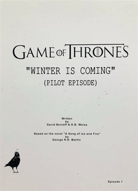 Game Of Thrones Winter Is Coming Pilot Episode 1 Catawiki