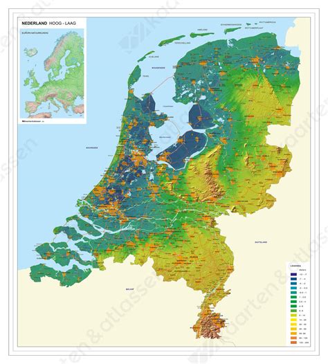 Some 2,500 miles of the netherlands consist of reclaimed land, the result of a process of careful water management dating back to medieval times. Hoog/laagkaart Nederland 263 | Kaarten en Atlassen.nl