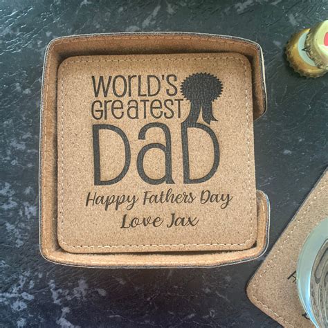 Personalised Fathers Day Coaster Set Fathers Day Etsy