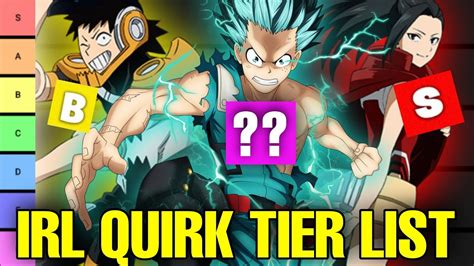 Ranking Class 1 A Quirks By Irl Usefulness My Hero Academia Tier List Youtube