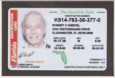 This card is not a boating license, it is a certification that the person named on the card has successfully completed the. EVEL KNIEVEL OWNED FLORIDA IDENTIFICATION CARD WITH IMAGE ...