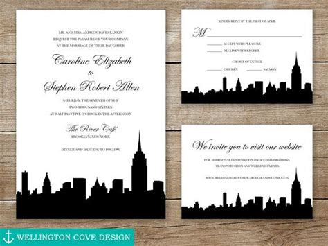 Wedding paper doll invitation suite for couple. New York City Wedding Invitation Suite • NYC Skyline ...