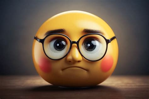 Pensive Emoticon In Glasses With Pursed Lips Stock Illustration