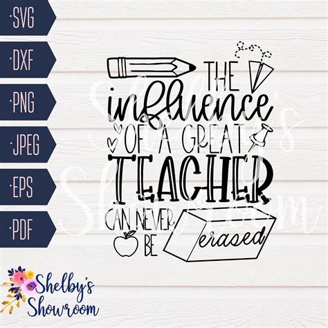 The Influence Of A Great Teacher Can Never Be Erased Svg Svg Etsy