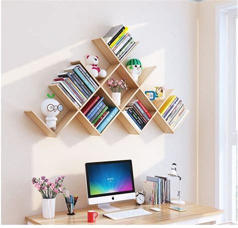 We carry del hutson designs, kate and laurel, rubbermaid and more. V-shaped-bookshelf-wall-mounted-bookshelf-above-desk in ...