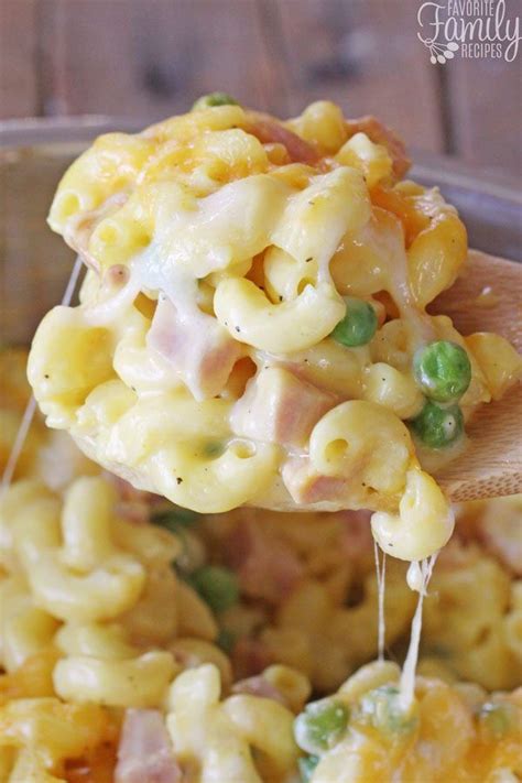 This casserole is then topped with breadcrumbs and baked until bubbly and golden. Homemade macaroni and cheese with ham and peas is a ...