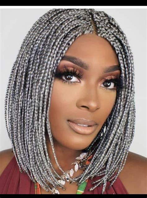 Braided Wig Bob Wig Gray Bob Wig For Black Womenthe Gray Is Ready To Ship In 2021 Wigs For