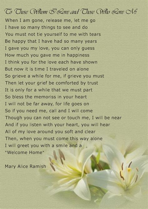 Poem To Those Whom I Love Card Created By Mosaic Funerals