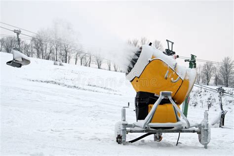 Snow Making Machine Close Up Snow Cannon In Winter Stock Image Image