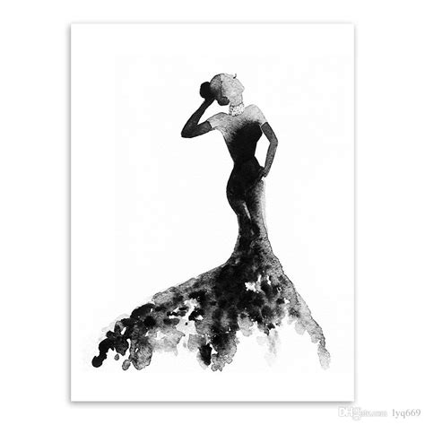 Modern Decoration Nordic Black White Fashion Model Large Canvas Art