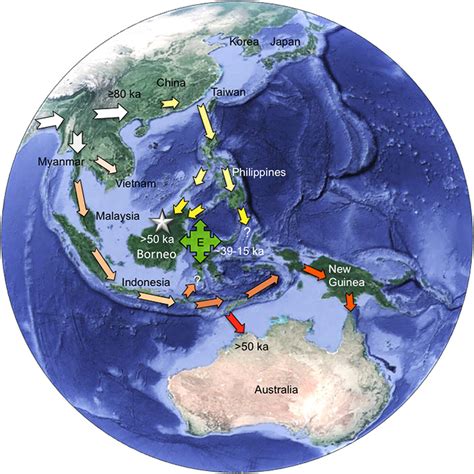 Proposed Migrations Routes For The Late Pleistocene Peopling Of