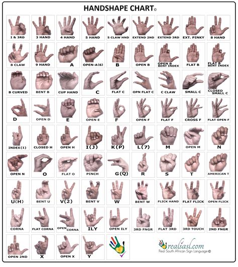 Sign Language Hand Shapes Chart