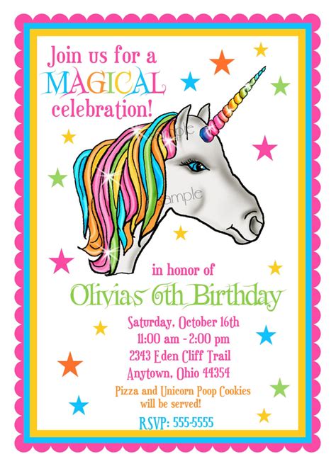 Unicorn Invitations Unicorn Birthday Party Invitations Etsy