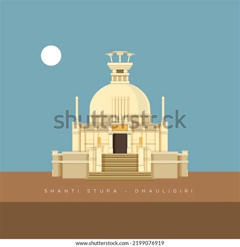 Bhubaneswar City Shanti Stupa Dhauligiri Dhauli Stock Vector Royalty