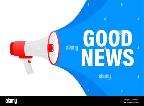 Good News Megaphone Yellow Banner In 3d Style On White Background