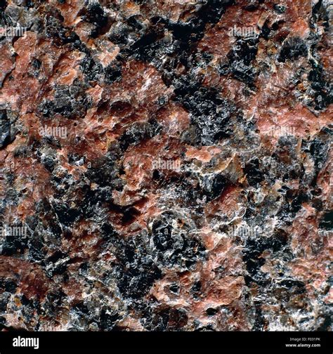 Red Granite Intrusive Igneous Rock From Sweden Detail Stock Photo