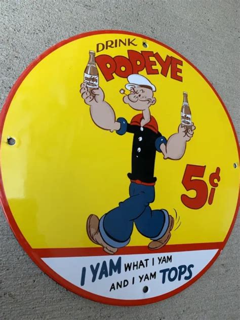 Vintage Style Popeye Soda Drink 5c Pop Porcelain Sign 79 00 Picclick