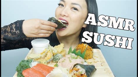 Asmr Sushi Cone Sashimi Veggie Tempura Eating Sounds Sas Asmr