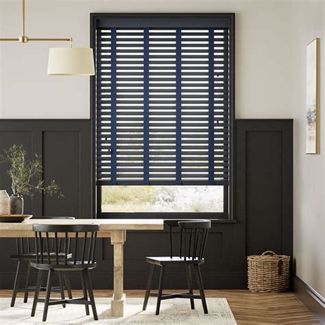 Midnight Blue And Ink Wooden Blind 50mm Slat
